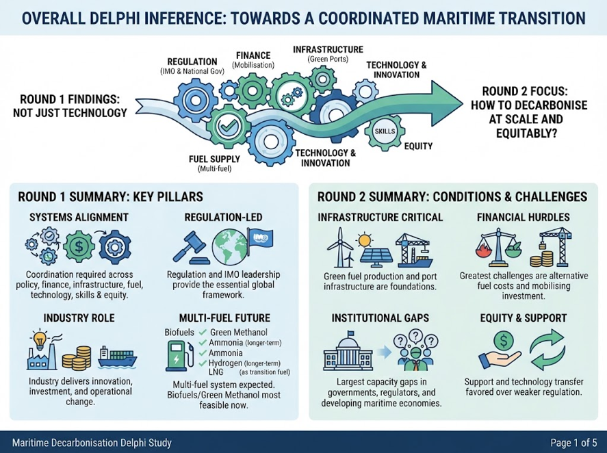 Overall Delphi Inference: Towards a Coordinated Maritime Transition